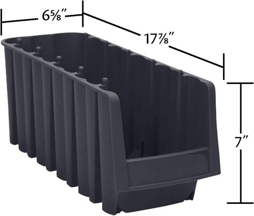 Akro-Mils Economy Stacking Shelf Storage Bins - Durable Plastic, 18"x6.625"x7", Black (10-Pack)