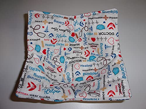 10-Inch Handmade Microwave Bowl Cozy - Healthcare Worker Print