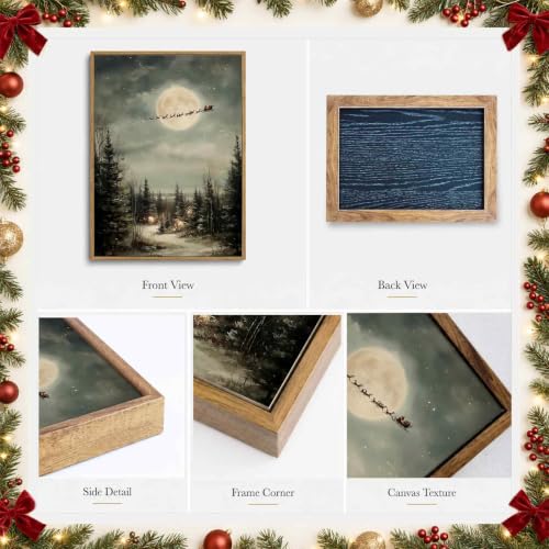 Christmas Wall Art, Santa Claus Canvas Rustic Holiday Home Decor