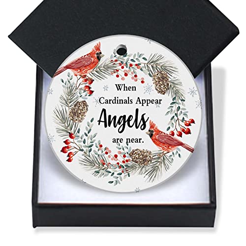Red Bird Christmas Ornament - 3 Inch Ceramic Angel Holiday Decor Gift
