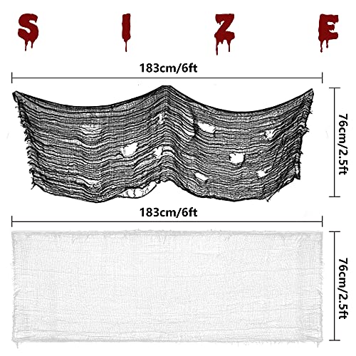 5-Pack Halloween Creepy Cloth - 30 x 72 Inch Spooky Gauze (3 Black, 2 White)