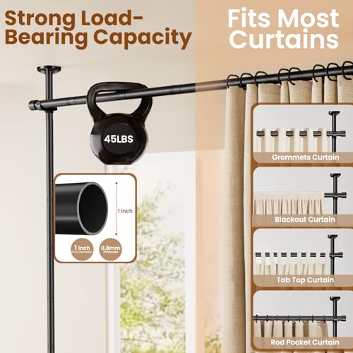 Adjustable Heavy-Duty Floor to Ceiling Tension Room Divider Curtain Rod