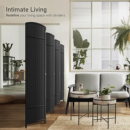 8-Panel Foldable Room Divider, 6ft Tall Portable Privacy Screen in Black