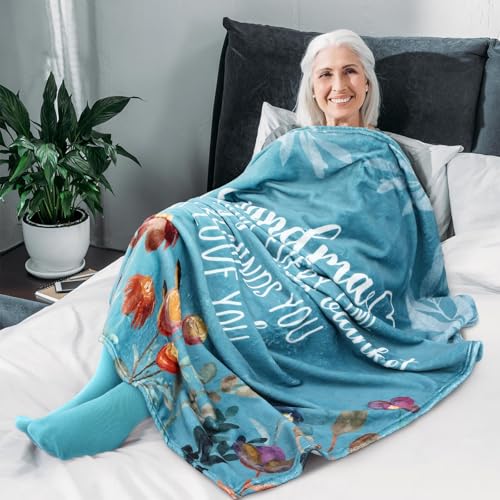 Geiserailie 6-Piece Grandma Gift Set with Blanket, Tumbler & Socks (Vibrant Style)