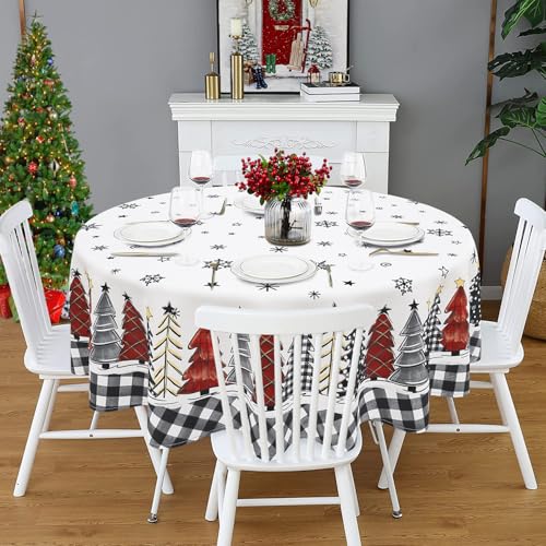 Roszwtit Christmas Round Tablecloth 60x60 Inches - Holiday Home Decor, Model: Christmas Tablecloth-03