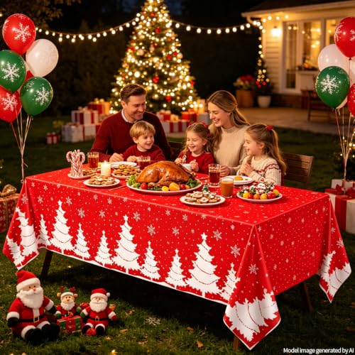 Dvaorc 4 Pack Christmas Tablecloths 51x86 Inch Holiday Snowflake & Tree Design