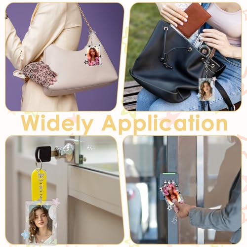 2 Pcs Star Acrylic Photocard Holder Keychain with Protective Clear Case