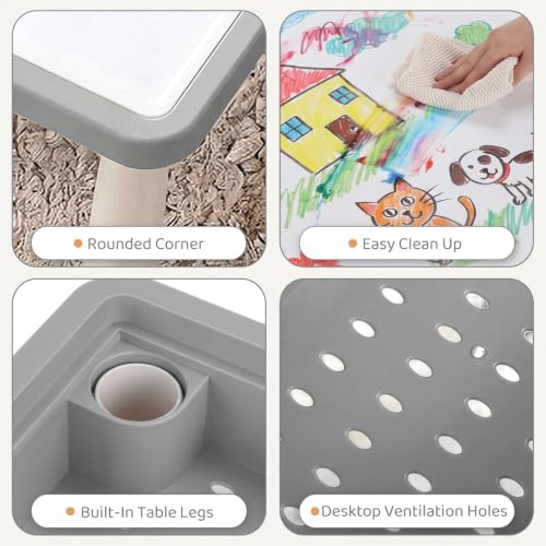 4-in-1 Kids Activity Table and Adjustable Chair Set with Storage - Grey