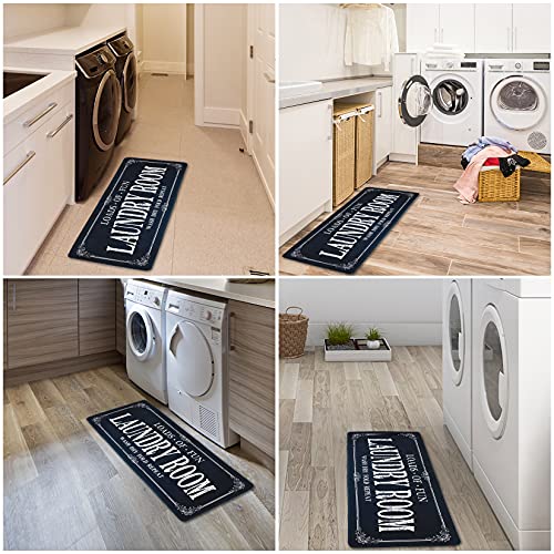 Non-Slip Laundry Runner Rug - 20x47 Inch Farmhouse Kitchen Floor Mat