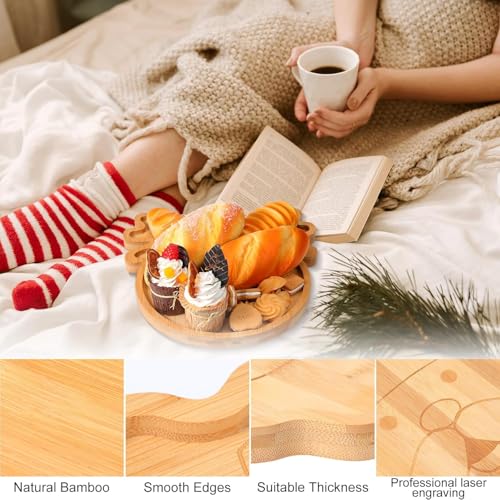 Santa & Reindeer Charcuterie Board Set – 2pc Bamboo Serving Trays