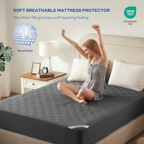 BEDLORE Waterproof Queen Mattress Protector - Noiseless & Deep Pocket