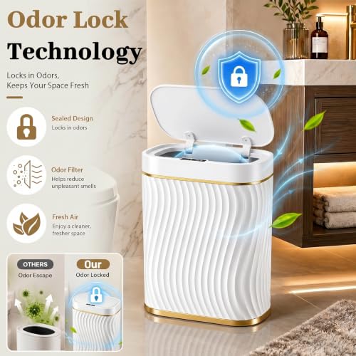 2.6 Gallon Automatic Bathroom Trash Can with Motion Sensor Lid