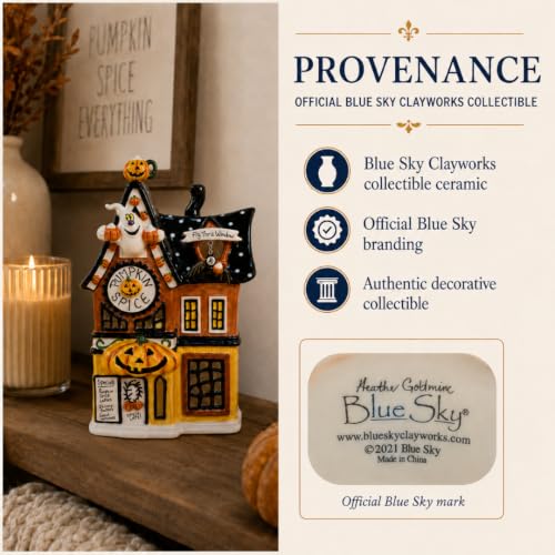 Blue Sky Clayworks Pumpkin Spice Latte Candle House - Ceramic Coffee Shop Decor, 6.25"