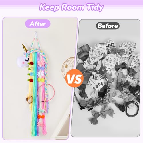 Unicorn Hair Bow Holder Wall Hanging Organizer for Girls Hair Accessories
