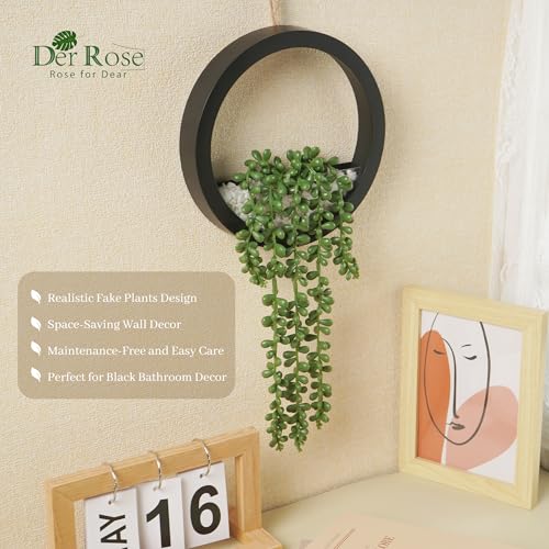 2-Pack Artificial Hanging Succulent Plants in Black Pots, 16-Inch Faux Decor