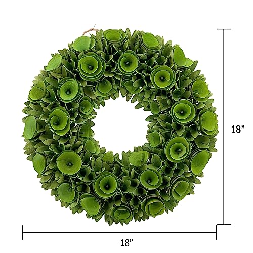 Galt International 18” Natural Woodchip Rose Wreath Green – Rustic Front Door Holiday Decor