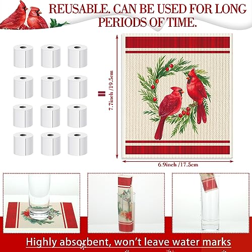 Maxcheck 6-Pack Christmas Cardinal Kitchen Towels 6.9 x 7.7 inches