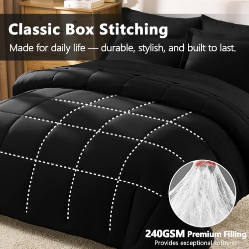 7-Piece Queen Comforter Set - All-Season Down Alternative Bed in a Bag