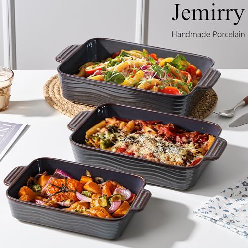 Kiln-Transformed Purple Ceramic Baking Dish Set of 3 for Oven & Serving