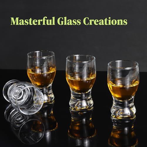 QUAFFER Set of 4 Elegant 2 oz Clear Shot Glasses for Parties & Bars - Classic Whisky, Vodka, Tequila