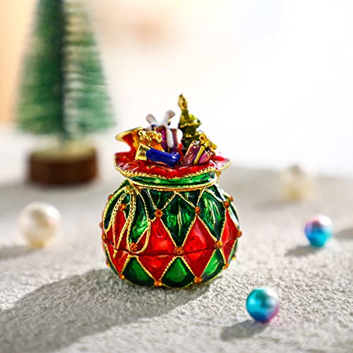 Yu Feng Christmas Ball Jewelry Trinket Box with Enamel & Gemstones