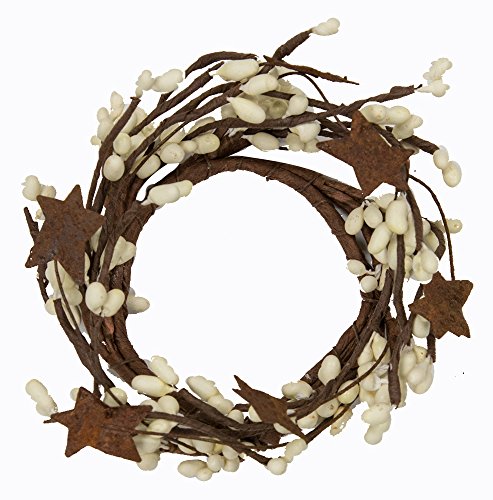 Ivory Pip Twig Candle Ring Wreath 6-Inch Rustic Farmhouse Decor