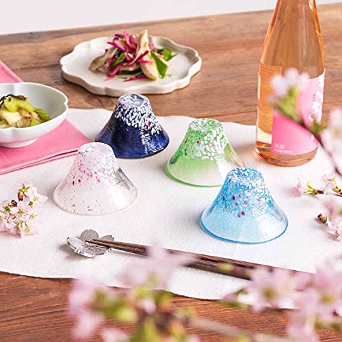Japanese Sake Glass Night Cherry Blossom - Sakura Fuji, 1.5 fl oz, Gift Box