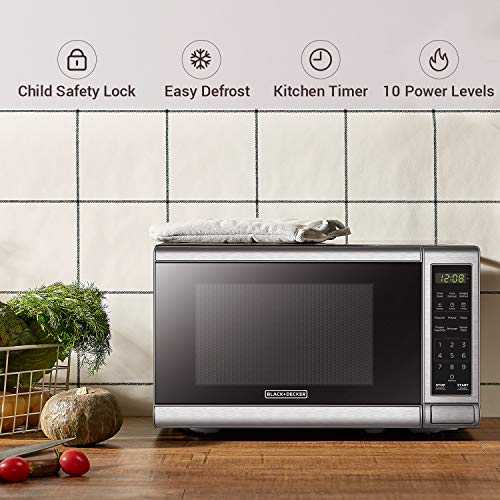Compact Countertop Microwave Oven, 0.7 Cu. Ft. 700W Stainless Steel