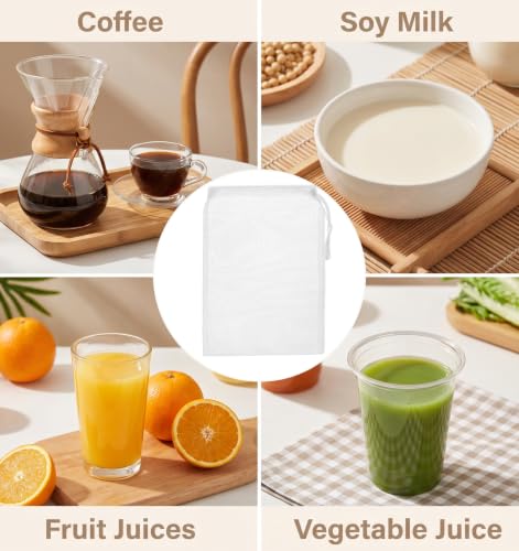 6 Pack Reusable Nylon Nut Milk Bags - 30x20cm Fine Mesh Strainer for Juicing
