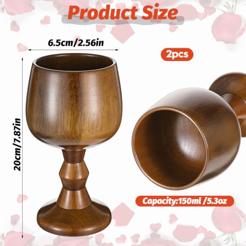 2-Piece Handcrafted Jujube Wood Wine Goblet Set – 5oz Vintage Chalice