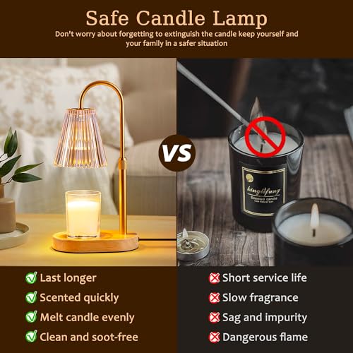 Electric Candle Warmer Lamp with Timer - Adjustable Height & Dimmable Light
