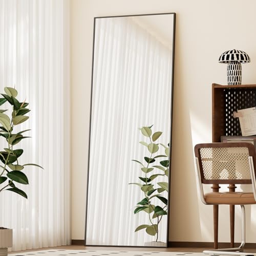 Full Length Floor Mirror with Stand, 56"x21" Aluminum Alloy Frame