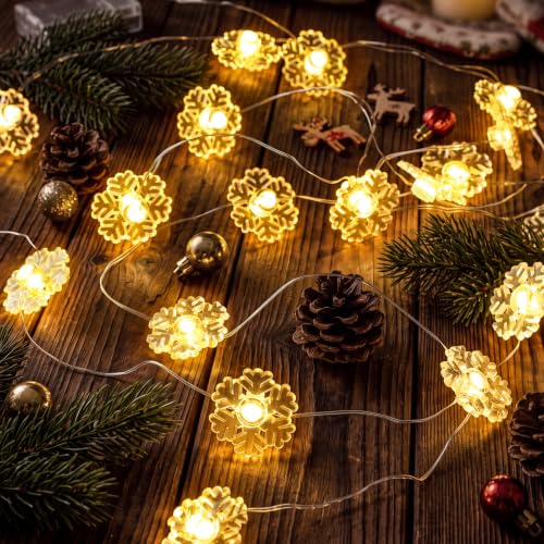 Bencailor 6.56 ft Christmas Snowflake String Lights (6.56 ft / Snowflake) Battery-Operated