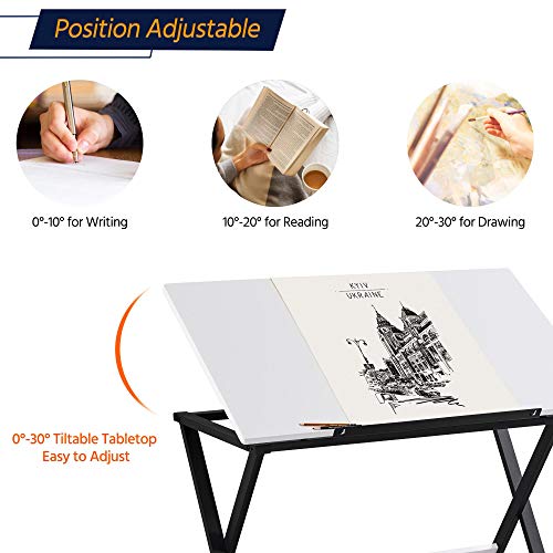 Adjustable Drafting Table with Tiltable Top – Art & Craft Work Station