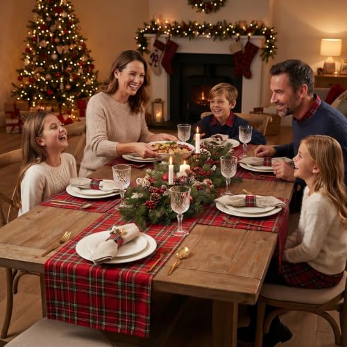 Gilprop 6-Piece Red Christmas Table Runner Set 70.87 x 12.99 in