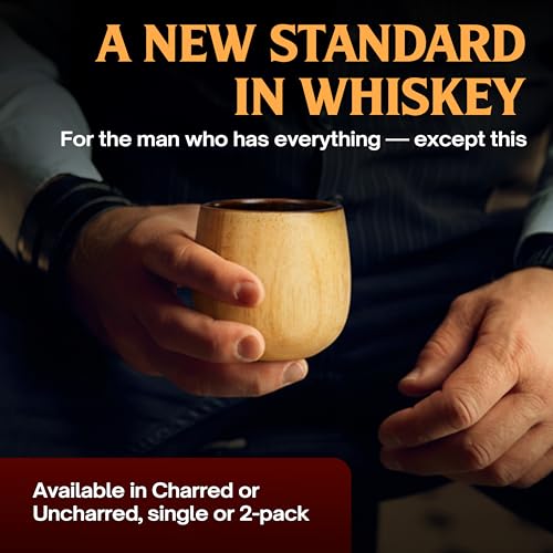 Oaksip Charred Wooden Bourbon Glass 2 Pack - Whiskey Glasses for Men & Gifts