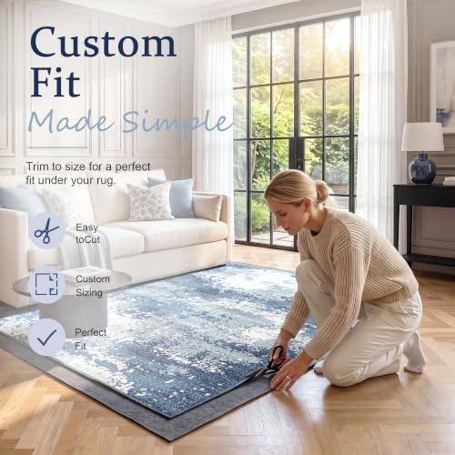 5x7 Non-Slip Rug Pad, Thick Felt Cushioned Liner for Hardwood Floors