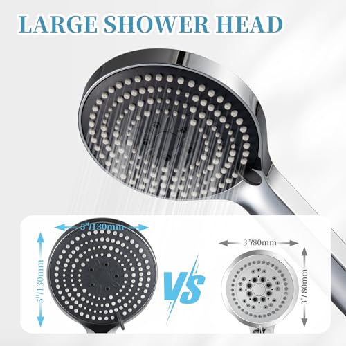 5-Inch High Pressure Handheld Shower Head, 6-Mode Adjustable Sprayer