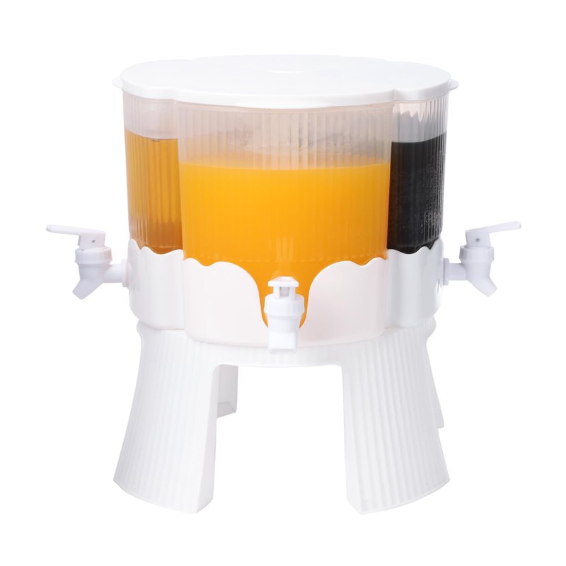 Flyburry 1.8 Gallon Beverage Dispenser for Fridge, 4 Grids Rotating Plastic Drink Dispenser with 4 Spigots Cold Kettle Refrigerator Iced Lemonade Juice Milk Containers for Home picnics Parties