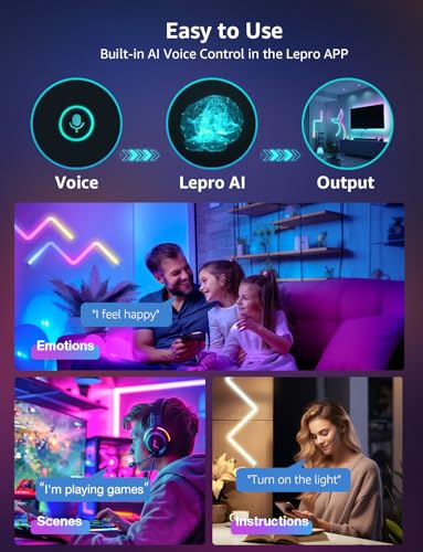 Lepro WL1 AI Smart RGB Wall Lights 6+2 | Voice Control, Wi‑Fi/Bluetooth, LightBeats Music Sync