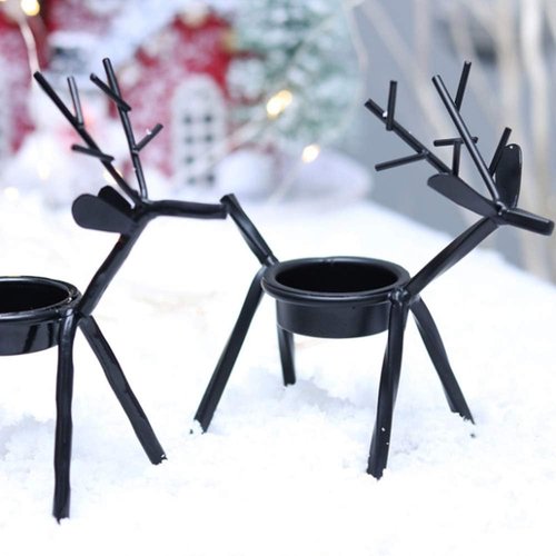 BestAlice Reindeer Tealight Holders - Metal Christmas Candle Holders for Holiday Decor | 2 Pack