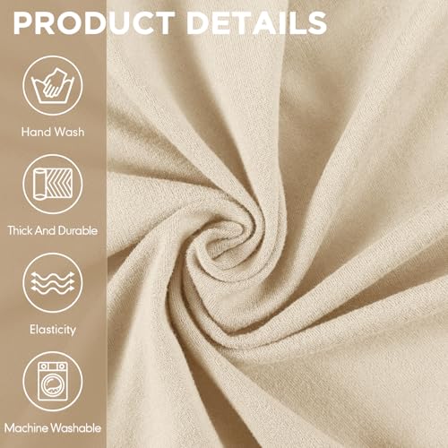 Sofa and Loveseat Covers Set - Cream, Stretchy Polyester & Spandex, Non-Slip, Machine Washable