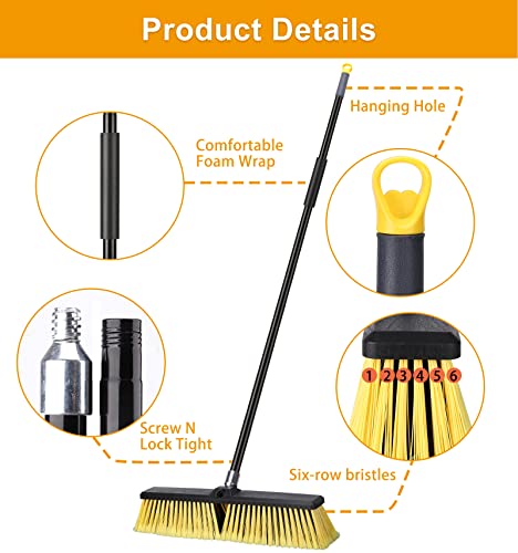 KeFanta 18 Inches Push Broom Outdoor- Heavy Duty with 63" Long Handle