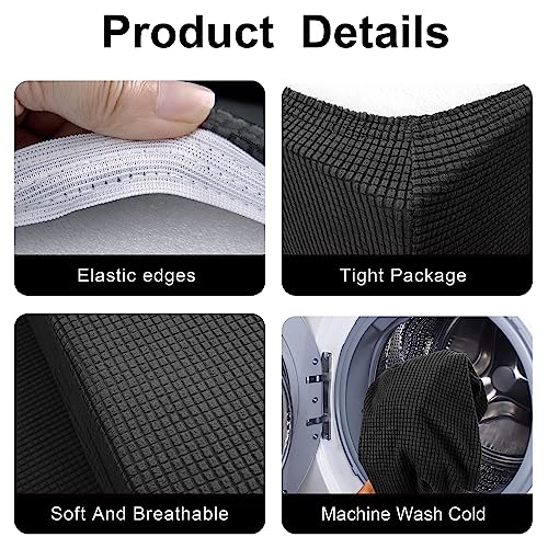 RV Dinette Cushion Covers - Stretchable Sofa Furniture Protector (Black)