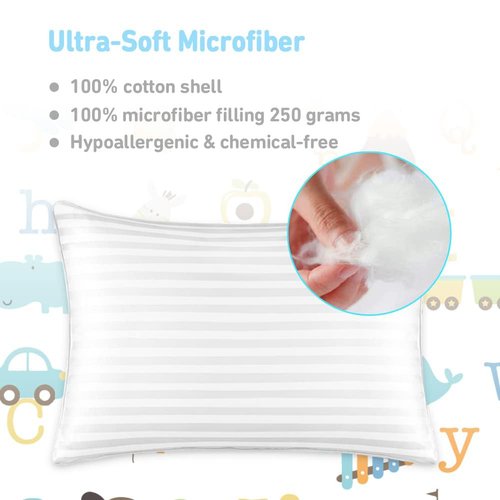 Babebay Toddler Pillow - Soft Cotton, Machine Washable | 13x18 Inches for Comfortable Sleep