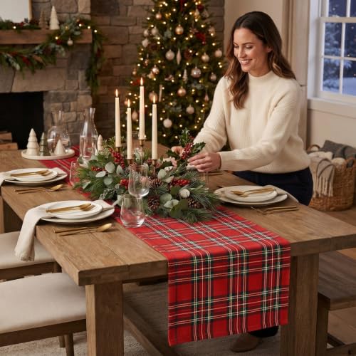 Gilprop 6-Piece Red Christmas Table Runner Set 70.87 x 12.99 in