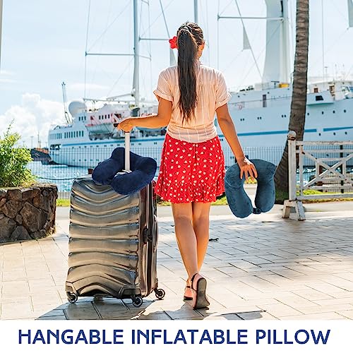 Inflatable Neck Pillow Set for Travel - 2 Pack with Sleep Masks