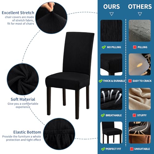 Stretch Dining Chair Covers Set of 6 - Washable Slipcovers for Protection