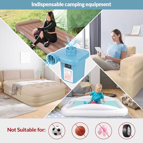 Electric Air Pump for Inflatables - Quick Inflate/Deflate, 3 Nozzles