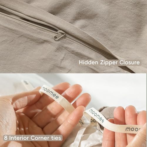 100% Washed Cotton King Duvet Cover Set - Soft Linen-Look Bedding
